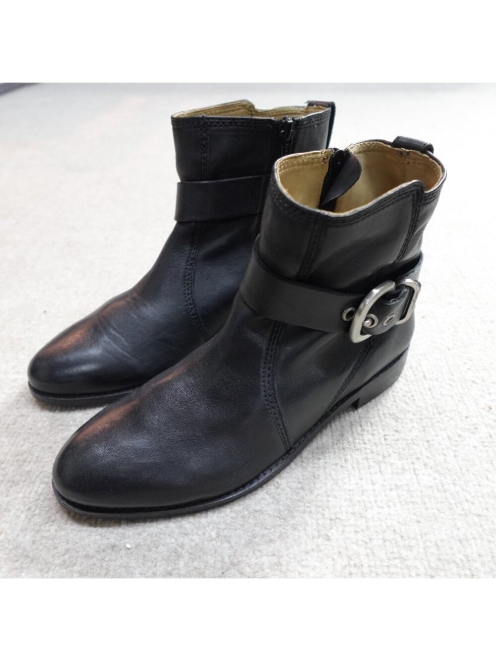 Robert Zur Women's Boots 7.5 Black Ankle Jodhpur Leather Full Zip 1.5"